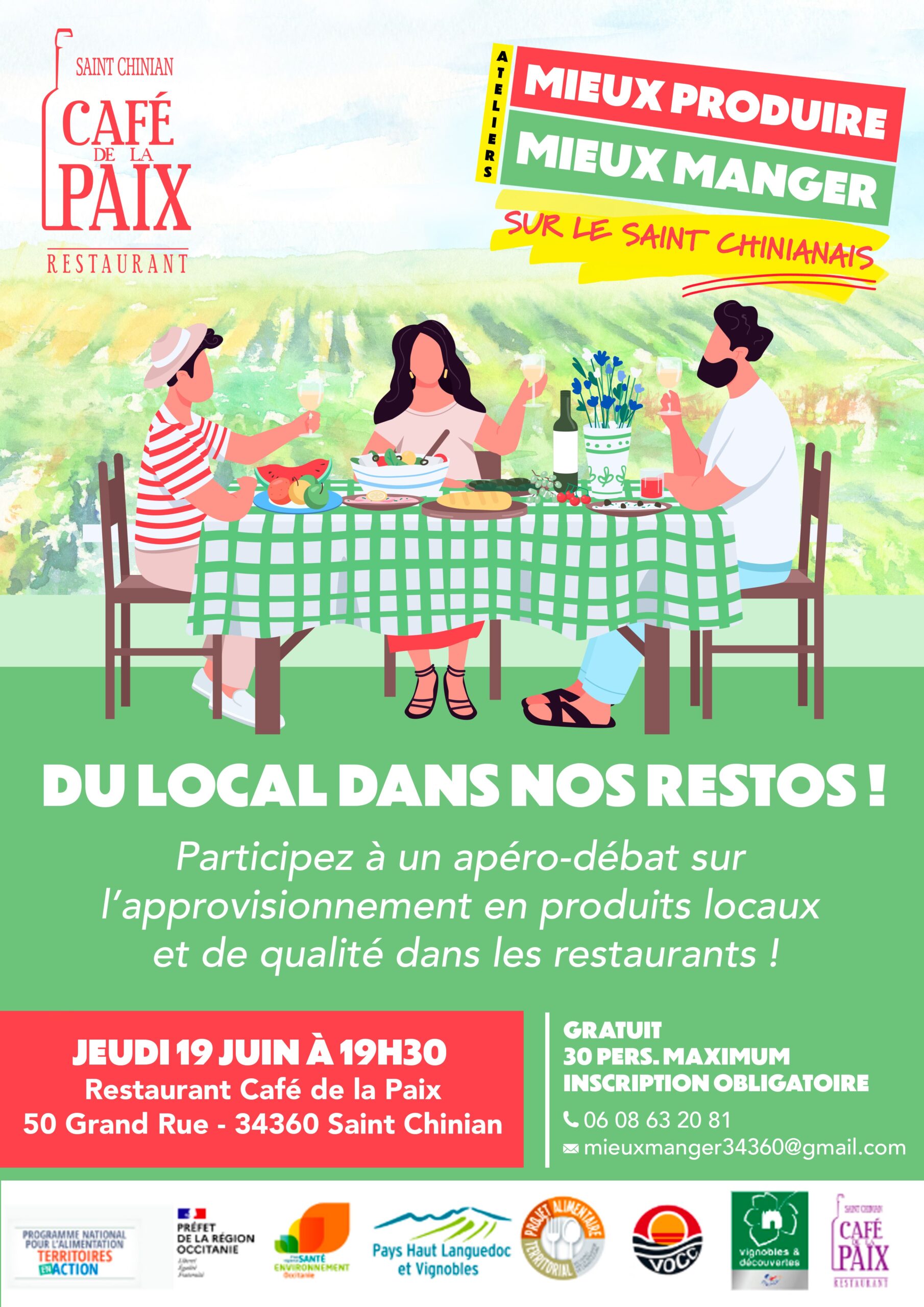 Apero-Debat "Du Local dans Nos Restos" le jeudi 19 juin 2025 à StChinian_DuLocaldansNosRestos_19062025_StChinian_R Apéro-Débat "Du Local dans Nos Restos" le jeudi 19 juin 2025 à Saint-Chinian, dans l'Hérault