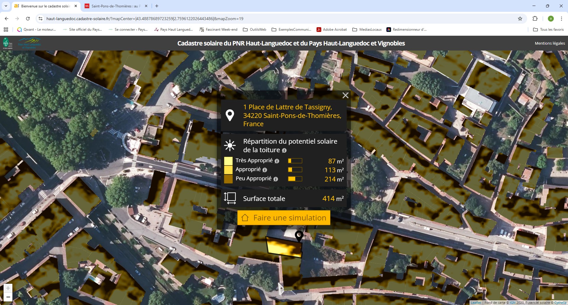 Le cadastre solaire est placé sur saint-Pons de Thomières
